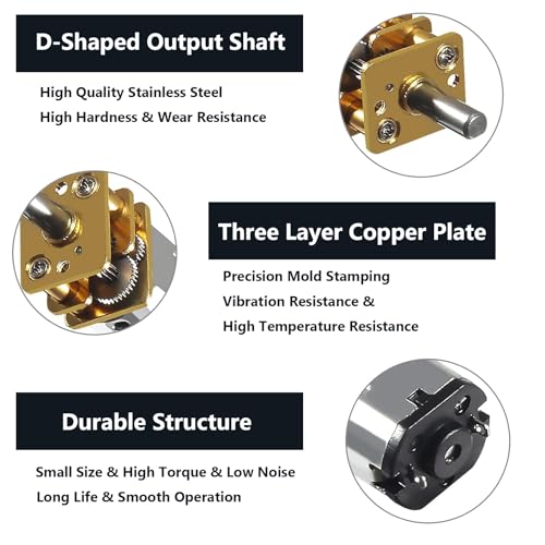 N20 Gear Motor High Torque Speed Reduction Motor 3mm Shaft Mini DC Motor Metal Gearwheel Micro Electric Motor for Robot Models, RC Cars, DIY Engine Toys (12V 300RPM) - size: 12V 300RPM