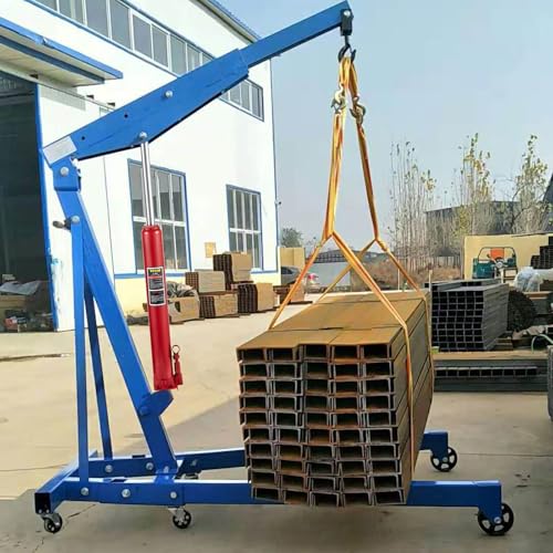 VEVOR 4 Ton Hydraulic Long Ram Jack, Cherry Picker Ram with Single Piston Pump, Manual Engine Hoist Cylinder with Handle and Flat Base, for Garage & Engine Lifting, Red - color: Red