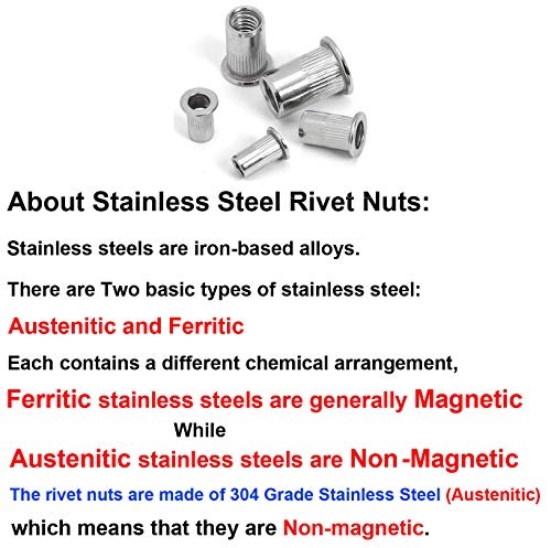 Stainless Steel Rivet Nuts Kit #8-32#10-24 1/4"-20 5/16"-18 3/8"-16 Threaded Insert Nutsert Rivnuts - size: 8-32*10-24*1/4-20*5/16-18*3/8-16