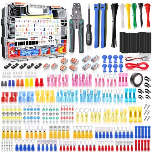 1740pcs Heat Shrink Wire Connector Kit with Crimping Tool for AWG 22-10 - size: 1740pcs
