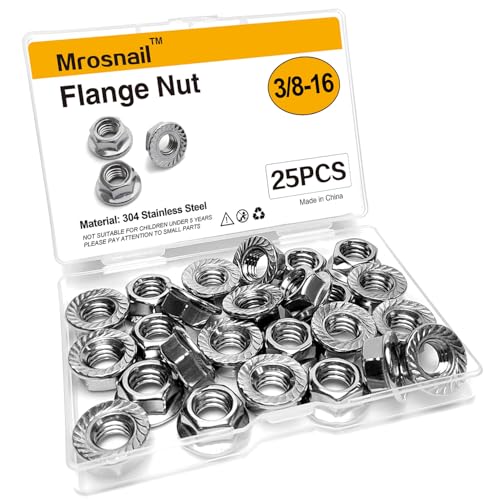 25PCS 3/8"-16 Serrated Flange Nuts, 304 Stainless Steel Hex Nuts - size: 3/8 25PCS