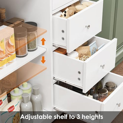 BOTLOG 64'' Kitchen Pantry Storage Cabinet, Tall Kitchen Storage Cabinet with Microwave Stand, Hutch Cabinet with Adjustable Shelves, for Dining Room (White) - color: White