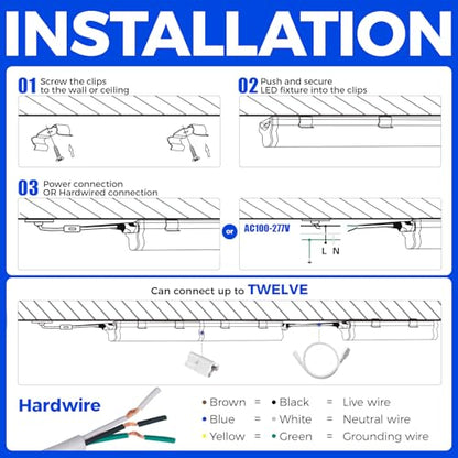 Barrina T5 LED Ceiling Light Fixtures, 2FT, 5000K, 1100LM, 10W, 6 Packs - color: 5000k Daylight White, size: 2 Feet