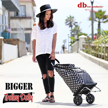 dbest products Bigger Trolley Dolly, Black Polka Dot Shopping Grocery Foldable Cart - color: Black Polka Dot