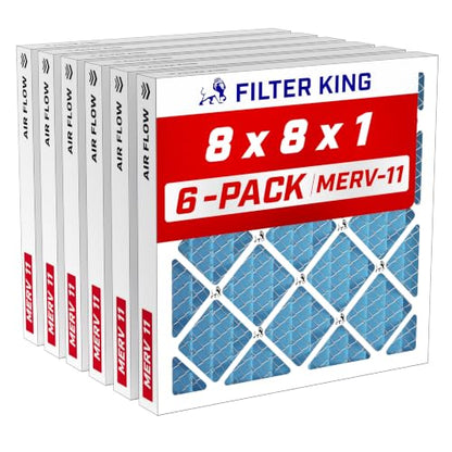 Filter King 8x8x1 Air Filter MERV 11, AC Furnace Filters (6-Pack) - size: 8x8x1