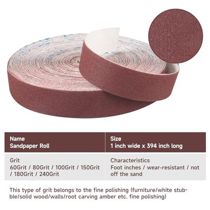 Emery Cloth Roll 180 Grit, 1 Inch x 82 Feet Heavy Duty Sandpaper - size: 25 meters, style: 180 Grit