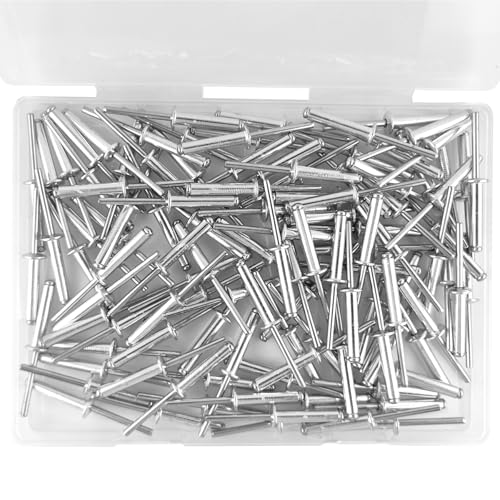 ALLCLEAN 110 Pcs 3/16" x 1" Aluminum Blind Rivets,4.8 x 25mm Pop Rivets,Aluminum Grip and Steel Mandrel - color: Aluminum, size: 3/16"x1"
