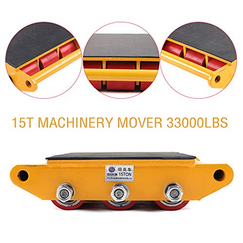 15T Dolly, 6 Steel Wheel GDAE10 Industrial Machinery Mover with 360° Rotation Cap Skate Hand Truck Cart Appliance Wheels Rollers for Furniture Cargo Trolley Moving Home Warehouse 33000lbs Red