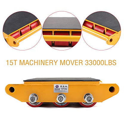 15T Dolly, 6 Steel Wheel GDAE10 Industrial Machinery Mover with 360° Rotation Cap Skate Hand Truck Cart Appliance Wheels Rollers for Furniture Cargo Trolley Moving Home Warehouse 33000lbs Red
