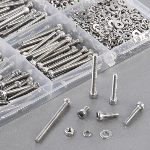 VGBUY 298pcs M4 Screws Assortment, M4 Screws Bolts for 3D Printer DIY, Hex Socket Head Cap Screw Bolts Nuts Washer Kit, 304 Stainless Steel, 25/30/35/40/45/50mm - size: M4x25/30/35/40/45/50mm, style: Socket Head