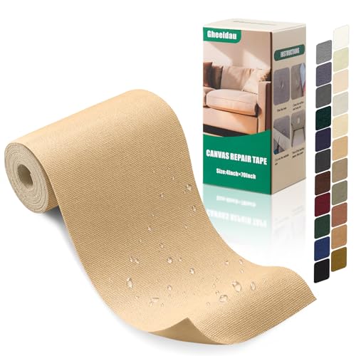 Gheeidau Canvas Repair Tape 4×70 Inch Waterproof Self-Adhesive Fabric Repair Patch for Repairing Boat Covers,Tents,Patio Umbrellas,Car Seats,Luggage,Sofas.(Beige Yellow) - color: Beige Yellow, size: 4"×70"