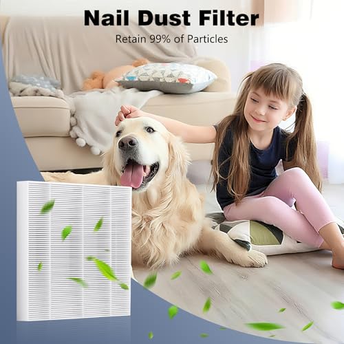 2-Pack Replacement Nail Dust Collector Filters, Square
