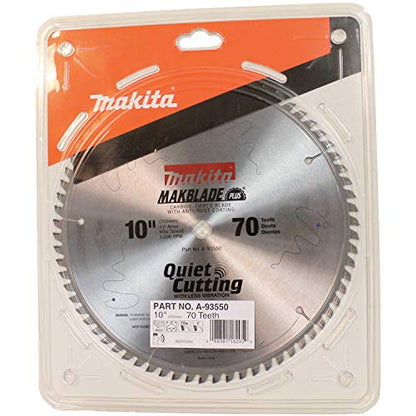Makita A-93550 MakBlade 10-Inch 70 Tooth ATB Quiet Crosscutting Saw Blade with 5/8-Inch Arbor , Silver
