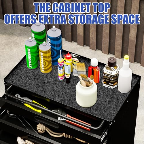 Metal Mobile Tool Storage Cabinet with 2 Locking Door and 3 Drawer - color: Black, style: 2 doors 3 drawer with wheels