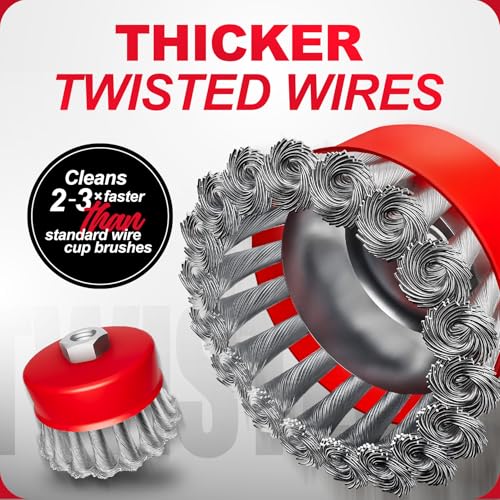 DIYSELF 3 Pack Wire Wheels for 4 1/2 Angle Grinder, 3 & 4 Inch, 5/8 Arbor