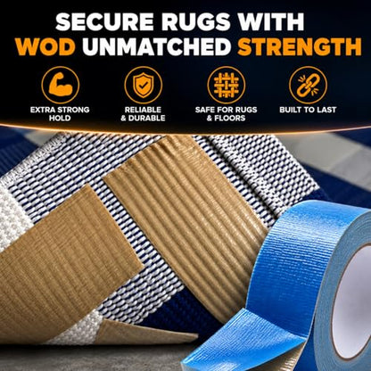 WOD Double Sided Carpet Tape, 3 inch x 25 ft. Heavy-Duty Tack, Residue Free, for Convention & Trade Shows Indoor/Outdoor Rugs DCCT110W - size: 3 inch
