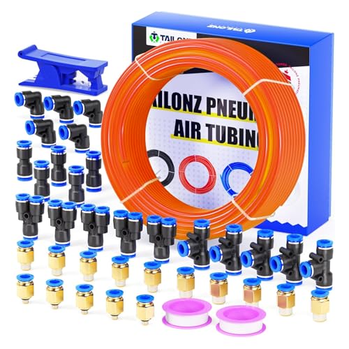 TAILONZ Orange 6mm OD 4mm ID PU Air Hose Pipe Tube Kit 32 Meter 100ft - color: Orange, size: 6mm OD/100ft/32m