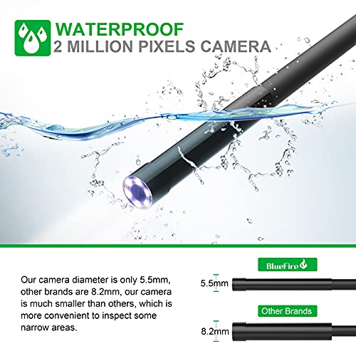 BlueFire 1080P Wireless Endoscope Camera, 5.5mm HD Borescope - size: 11.5FT
