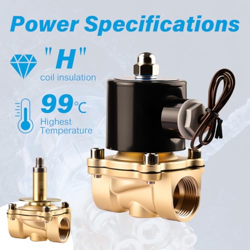 Electric Solenoid Valve 3/8" 24V DC Brass Normally Closed - Compatible with Water, Air, Diesel, Gas - Replaceable VITON Seal - Compact Direct Acting - color: 24VDC, size: 3/8"NPT