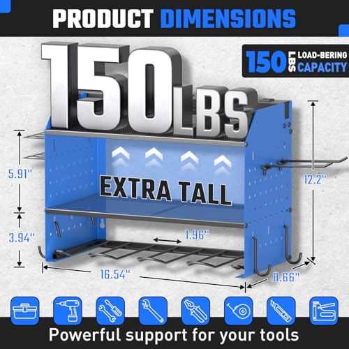 Power Tool Organizer Wall Mount 3 Layer Charging Station with 6 Outlets - color: Blue