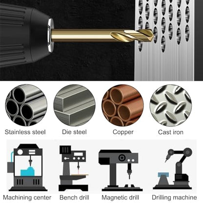 Cobalt Drill Bit 9/64 Inch (10Pcs), M35 Jobber Length Twist Drill Bits Double Ended, Stubby Body HSS Drill Bits for Metal, Stainless Steel, Cast Iron, Plastic and Wood 3.5mm/0.137" - size: 3.5mm/0.137"