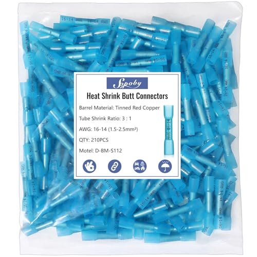 Heat Shrink Butt Wire Connector,210PCS Waterproof Electrical Wire Connector - size: Blue 210 PCS