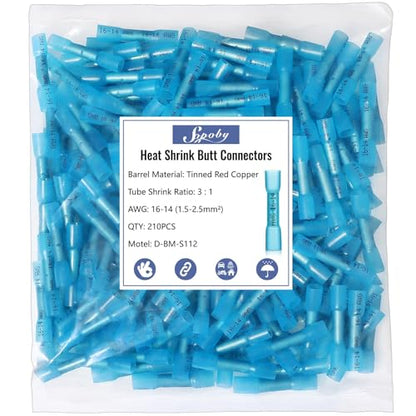 Heat Shrink Butt Wire Connector,210PCS Waterproof Electrical Wire Connector - size: Blue 210 PCS