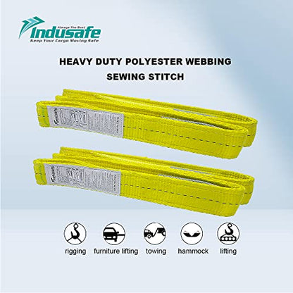 2" x 3’ Poly Web Sling Lifting Strap for Rigging Moving Towing Hoisting Work Gear, Pack of 2