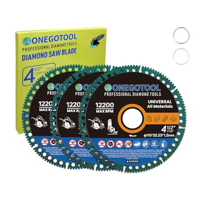 4-1/2 inch Indestructible Cutting Discs for Angle Grinder 7/8" Blades Cut Off Wheels Diamond Tool Metal rebar Porcelain Tile Granite Marble Smooth Cutter (3pcs) - size: 4-1/2"