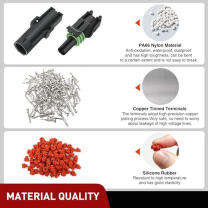 Nilight 60PCS 10 Kits 1 Pin Waterproof Automotive Electrical Connector Kit - size: 1Pin Spark Plug Connector 60PCS