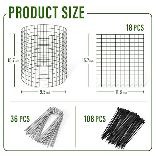 DIY Metal Plant Protectors from Deer, Garden Fencing Animal Barrier Size 11.8 * 15.7 inches, Mesh Plant Cage Chicken Wire Cloche for Plants with Stakes and Nylon Cables