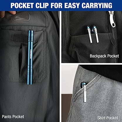 WORKPRO LED Pen Light, Aluminum Pen Flashlight, Pocket Flashlight with Clip - color: Blue