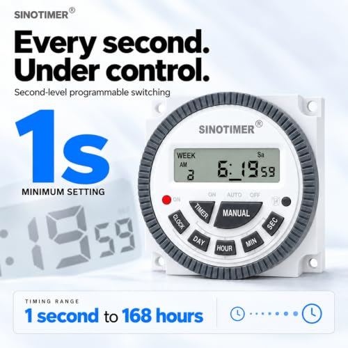 DC/AC 24V Digital Gate Timer Switch - Programmable, Accurate-to-the-Second Control | 24 Volt SINOTIMER Timer Relay - size: 24VDC