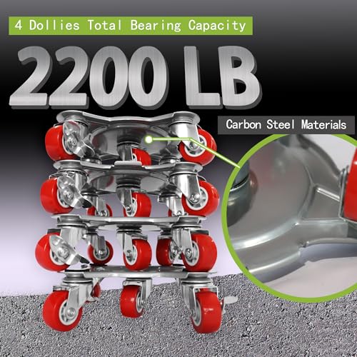 【Upgrade Large】Furniture Dolly & Furniture Rollers Mover with 5 Wheels, Carbon Steel Panel Furniture Lifter Set Up to 2200LBs, for 360° Rotation Shifting Moving Heavy Duty Refrigerator, Sofa, Cabinet - size: Extra Large