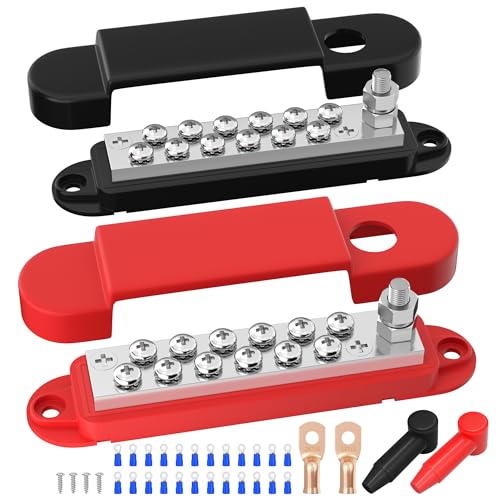 RVBOATPAT Power Distribution Block 12V 150A 1/4" Stud Marine Bus Bar 12 Volt DC Battery Busbar for Boat Automotive Solar Wiring - style: A Pair
