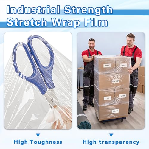 NEXCOVER 18 Inch Stretch Wrap - 1200 Feet | 60 Gauge, 2 Roll Clear Plastic Self-adhering Stretch Wrap Film for Pallet Wrap, Thick and Durable Packing Moving Supplies Heavy Duty Shrink Film. - size: 18'' x 1200'