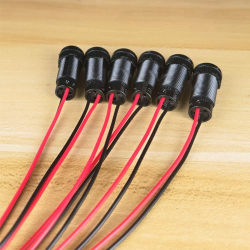 Gebildet 6pcs Green LED Indicator Pilot Light AC/DC 12-24V Mounting Hole Size 10mm(Flame Retardant Plastic Shell) - color: Green 12-24V/Black shell