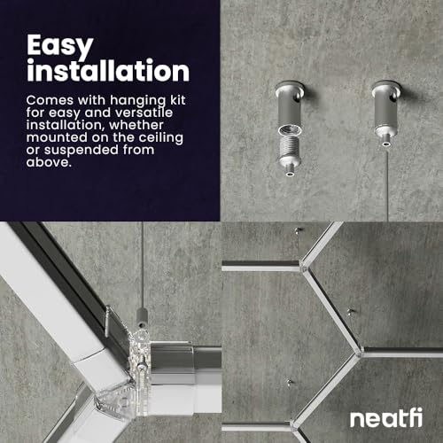 Neatfi 35,200 Lumens LED Garage Light – Ultra-Bright Shop Lighting | Easy Ceiling Installation | Auto Shops, Salons, Warehouse & Gyms (2 Rectangles with Hanging Kit, Cool White)