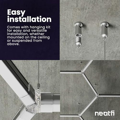 Neatfi 35,200 Lumens LED Garage Light – Ultra-Bright Shop Lighting | Easy Ceiling Installation | Auto Shops, Salons, Warehouse & Gyms (2 Rectangles with Hanging Kit, Cool White)