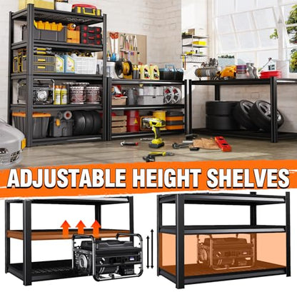 Set of 5 Garage Shelving-3000 lbs 5 Tier Storage Shelves,Adjustable Heavy Duty Metal Shelving Unit and Storage Large Wire Rack,Utility Steel Shelf for Warehouse Industrial Pantry Basement -78"x46"x20" - size: 46"Wx19.7"Dx78"H