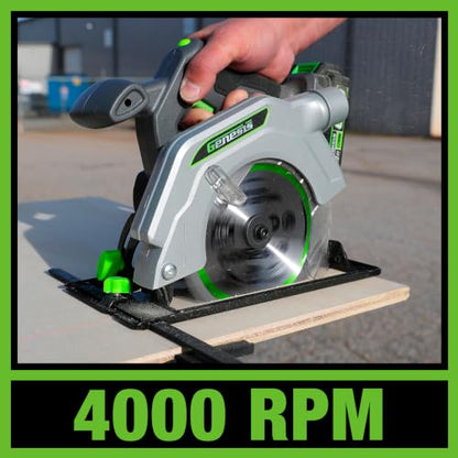 Genesis G20MAX 20V Circular Saw Cordless 6-1/2 inch with Laser & LED Light, Includes 24TCT thin-kerf blade, 2.0Ah Battery and Charger(GLCS2065B) - style: 20V 6-1/2 Cordless Circular Saw