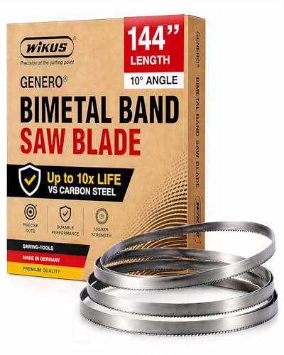 144" x 1 1/4" Sawmill Bandsaw Blade - Band Saw Wood Cutting Tools - Resharpenable Bi Metal Bandsaw with 10° Precision - Portable Band Saw Blades for Sawmill, 1.15 TPI, 0.042'' Thick, Woodworking Tools - size: 144'' X 1 1/4'' X 0.042''