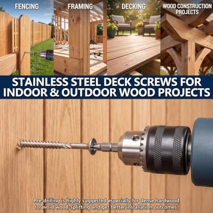 #10x2-1/2 inch Stainless Steel Deck Screws 60 PCS Wood Screws with T25 Bit - size: #10*2-1/2"-60pcs