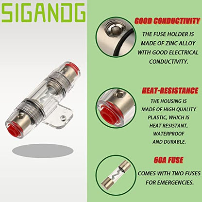 60A AGU Fuse Holder with 8 Gauge AWG 1ft Power Wire - 99.9% Oxygen-Free Copper - size: 60A