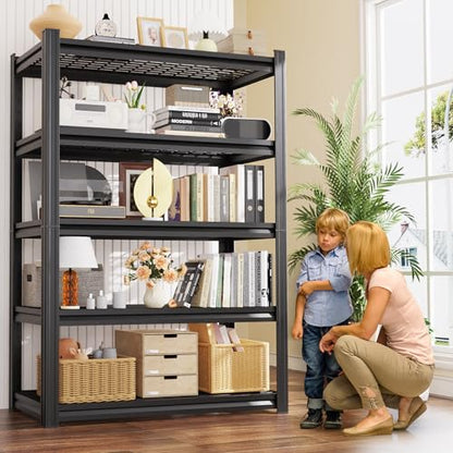 Set of 5 Garage Shelving-3000 lbs 5 Tier Storage Shelves,Adjustable Heavy Duty Metal Shelving Unit and Storage Large Wire Rack,Utility Steel Shelf for Warehouse Industrial Pantry Basement -78"x46"x20" - size: 46"Wx19.7"Dx78"H