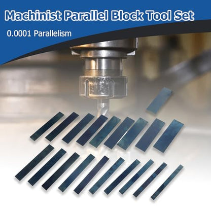 WFLNHB Parallel Blocks 20 Pairs 1/32 Inch Steel Parallel Block Set 0.0001 Inch Hardened Accuracy Machinist Tools in Case