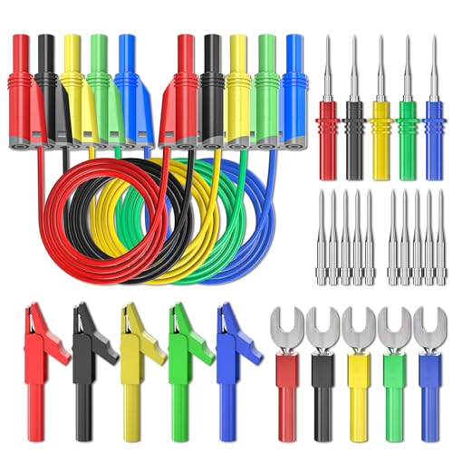 Goupchn 5PCS 4mm Safety Shrouded Banana Plug Silicone Test Leads Kit - color: Five Colors, size: Test Leads Kit