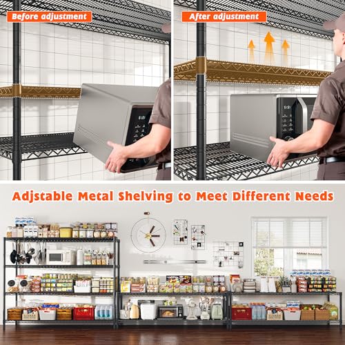 REIBII 60" W ×24" D×65.3" H, 4 Tier Wire Shelving 2878LBS Heavy Duty Steel Storage Rack Shelving Adjustable Shelves for Warehouses, Garages, Kitchens, and Commercial Spaces/Premium Wheels 2 Pack - size: 2 Set-60''W X 24'' D X 65.3'' H