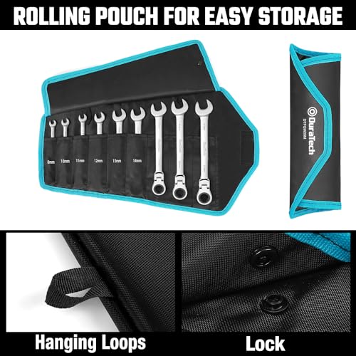 DURATECH 9-Piece Flex-Head Ratcheting Wrench Set, Metric