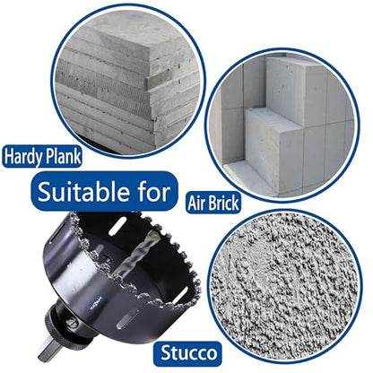 4-1/8 inch Carbide Grit Hole Saw Cutter for Hardy Plank Air Brick Stucco Drywall Fiber Cement siding Backer Board Plasterboard - color: 4-1/8"(105mm)